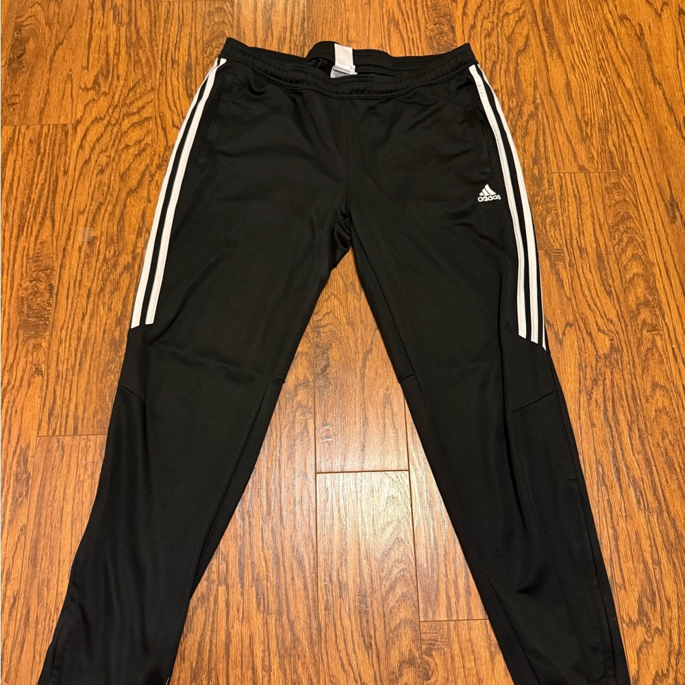 Adidas Kids Black Joggers with White Stripes